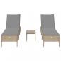 Preview: 3-tlg. Sonnenliegen-Set mit Auflage Beige Poly Rattan