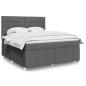 Preview: ARDEBO.de - Boxspringbett mit Matratze Dunkelgrau 180x200 cm Stoff
