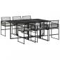 Preview: 7-tlg. Garten-Essgruppe mit Kissen Schwarz Poly Rattan