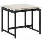 Preview: Gartenhocker mit Kissen 4 Stk. Schwarz Poly Rattan