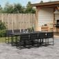 Preview: ARDEBO.de - 9-tlg. Garten-Essgruppe mit Kissen Schwarz Textilene