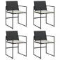 Preview: Gartenstühle mit Kissen 4 Stk. Schwarz Poly Rattan