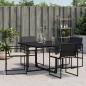 Preview: Gartenstühle mit Kissen 4 Stk. Schwarz Poly Rattan