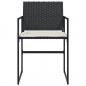 Preview: Gartenstühle mit Kissen 4 Stk. Schwarz Poly Rattan