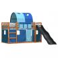 Preview: Etagenbett mit Rutsche und Gardinen Blau 90x200 cm