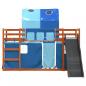 Preview: Etagenbett mit Rutsche und Gardinen Blau 90x200 cm
