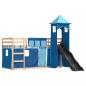 Preview: Etagenbett mit Rutsche und Gardinen Blau 90x190 cm