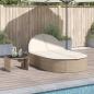 Preview: ARDEBO.de - Doppel-Sonnenliege mit Auflagen Beige Poly Rattan
