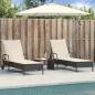 Preview: ARDEBO.de - Sonnenliegen mit Auflagen 2 Stk. Schwarz Poly Rattan