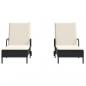 Preview: Sonnenliegen mit Auflagen 2 Stk. Schwarz Poly Rattan