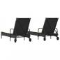 Preview: Sonnenliegen mit Auflagen 2 Stk. Schwarz Poly Rattan