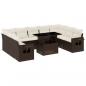Preview: 10-tlg. Garten-Sofagarnitur mit Kissen Braun Poly Rattan
