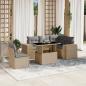 Preview: ARDEBO.de - 6-tlg. Garten-Sofagarnitur mit Kissen Beige Poly Rattan