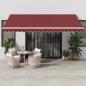 Preview: ARDEBO.de - Markise Manuell mit LED Weinrot 450x350 cm