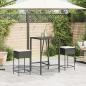 Preview: Garten-Barhocker mit Kissen 2 Stk. Schwarz Poly Rattan
