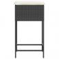 Preview: Garten-Barhocker mit Kissen 2 Stk. Schwarz Poly Rattan