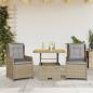 Preview: ARDEBO.de - 3-tlg. Bistro-Set mit Kissen Beige Poly Rattan