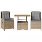 Preview: 3-tlg. Bistro-Set mit Kissen Beige Poly Rattan