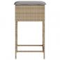 Preview: Garten-Barhocker mit Kissen 2 Stk. Beige Poly Rattan