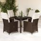 Preview: ARDEBO.de - 5-tlg. Garten-Bistro-Set mit Kissen Braun Poly Rattan