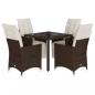 Preview: 5-tlg. Garten-Bistro-Set mit Kissen Braun Poly Rattan