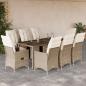 Preview: ARDEBO.de - 9-tlg. Garten-Bistro-Set mit Kissen Beige Poly Rattan
