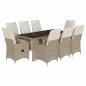 Preview: 9-tlg. Garten-Bistro-Set mit Kissen Beige Poly Rattan