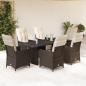 Preview: ARDEBO.de - 7-tlg. Garten-Bistro-Set mit Kissen Braun Poly Rattan