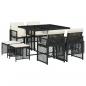 Preview: 9-tlg. Garten-Essgruppe mit Kissen Schwarz Poly Rattan