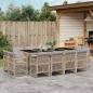Preview: ARDEBO.de - 13-tlg. Garten-Essgruppe mit Kissen Beigemischung Poly Rattan