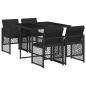 Preview: 5-tlg. Garten-Essgruppe mit Kissen Schwarz Poly Rattan