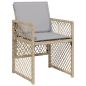Preview: 5-tlg. Garten-Essgruppe mit Kissen Beige Poly Rattan