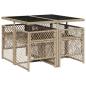 Preview: 5-tlg. Garten-Essgruppe mit Kissen Beige Poly Rattan