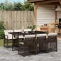 Preview: ARDEBO.de - 7-tlg. Garten-Essgruppe mit Kissen Braun Poly Rattan