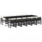 Preview: 13-tlg. Garten-Essgruppe mit Kissen Schwarz Poly Rattan