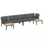 Preview: 4-tlg. Garten-Sofagarnitur mit Kissen Schwarz Aluminium