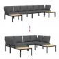 Preview: 4-tlg. Garten-Sofagarnitur mit Kissen Schwarz Aluminium