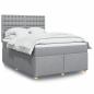 Preview: ARDEBO.de - Boxspringbett mit Matratze Hellgrau 140x200 cm Stoff