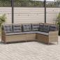Preview: ARDEBO.de - Gartensofa in L-Form mit Kissen Beige Poly Rattan