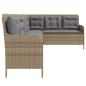 Preview: Gartensofa in L-Form mit Kissen Beige Poly Rattan