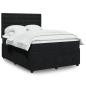 Preview: ARDEBO.de - Boxspringbett mit Matratze Schwarz 140x200 cm Samt