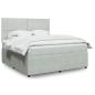 Preview: ARDEBO.de - Boxspringbett mit Matratze Hellgrau 180x200 cm Samt