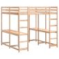Preview: Hochbett mit Schreibtisch & Leiter 180x200 cm Massivholz Kiefer