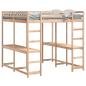 Preview: Hochbett mit Schreibtisch & Leiter 180x200 cm Massivholz Kiefer