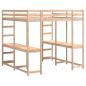 Preview: Hochbett mit Schreibtisch & Leiter 180x200 cm Massivholz Kiefer