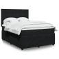 Preview: ARDEBO.de - Boxspringbett mit Matratze Schwarz 140x190 cm Samt