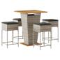 Preview: ARDEBO.de - 5-tlg. Gartenbar-Set mit Kissen Grau Poly Rattan