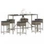 Preview: ARDEBO.de - 7-tlg. Gartenbar-Set mit Kissen Grau Poly Rattan