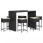 Preview: 7-tlg. Gartenbar-Set mit Kissen Schwarz Poly Rattan