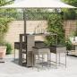 Preview: 5-tlg. Gartenbar-Set mit Kissen Grau Poly Rattan
